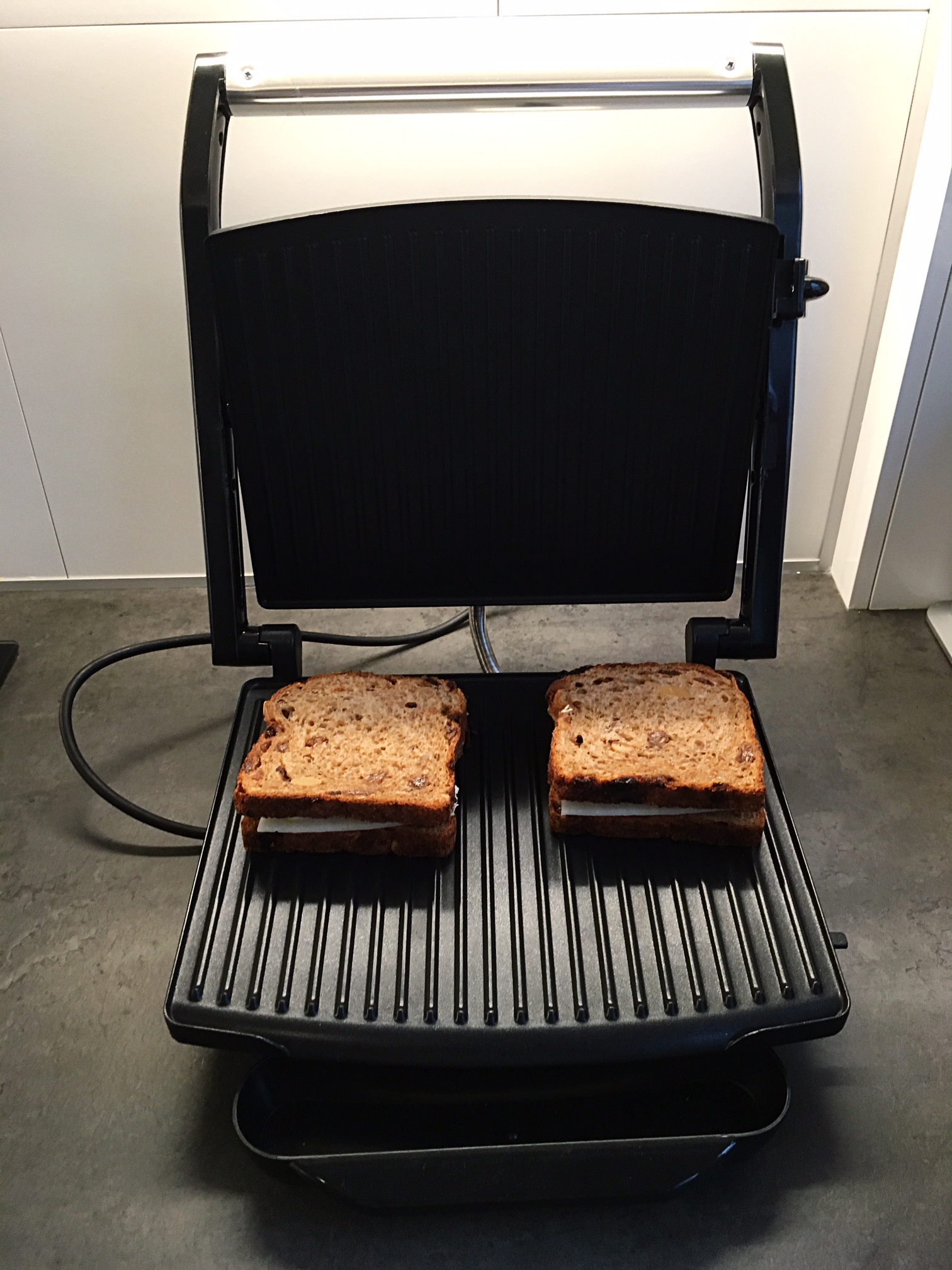 grilled cheese on grill