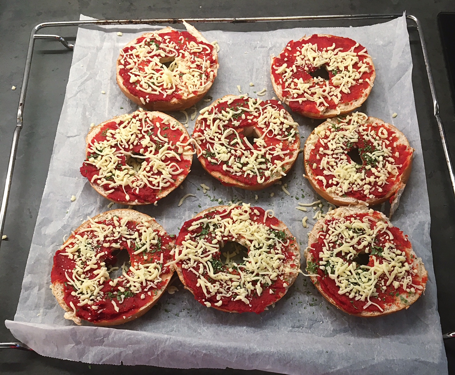 pizza bagels